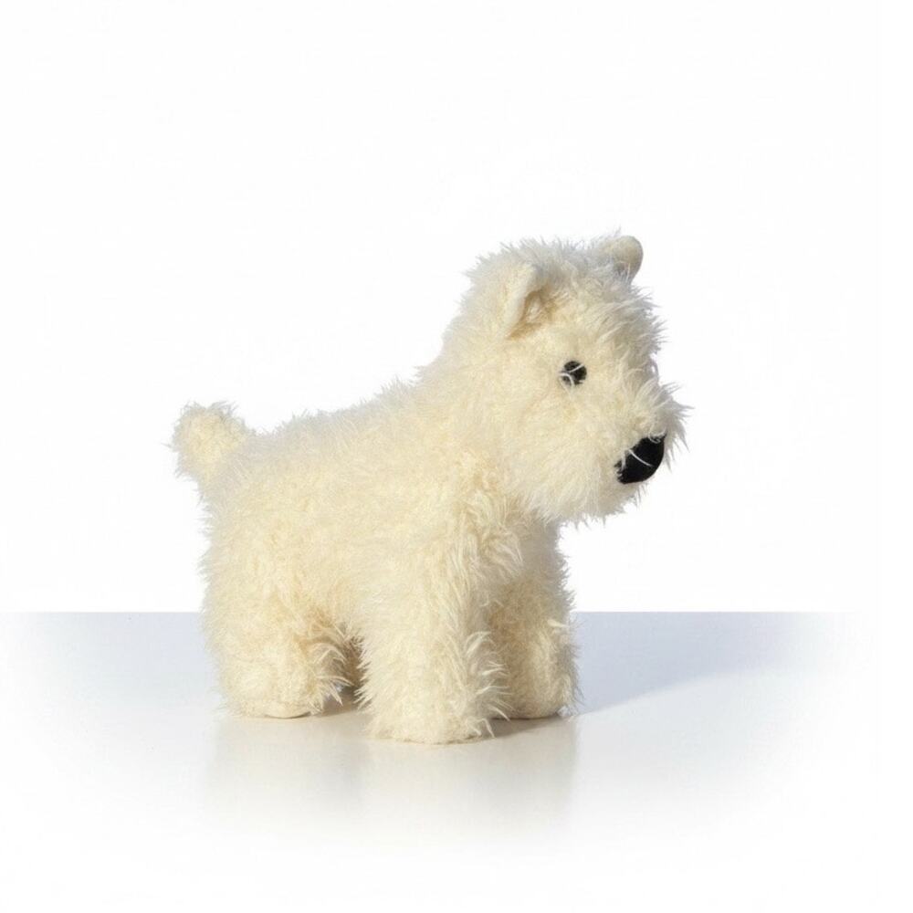 Fluffy Soft White Plush Dog Stuffed Animal Small Bag w/ Handle NWOT